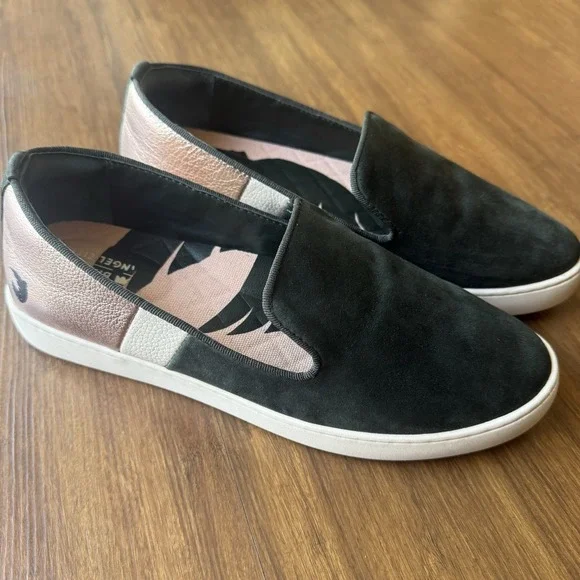 Birdies X Angel City Swift Slip On Sneaker Womens 7 Green Suede Rose Gold Shoes - Picture 2 of 11